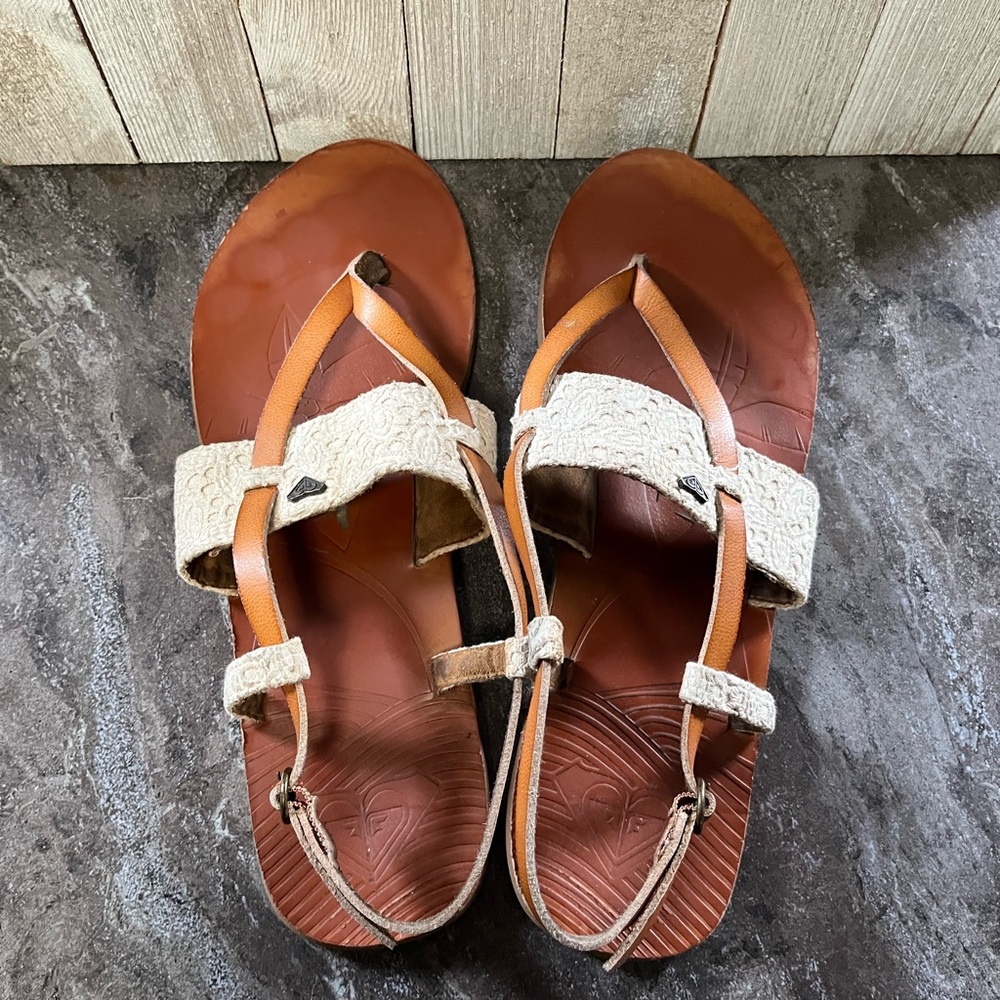 Roxy Brown and Cream Sandals